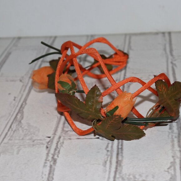 🌺 Vintage Orange & Rose Headband Floral Flair · Soft Texture · Retro Romance - Picture 2 of 5